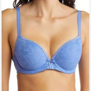 Wacoal Lace Finesse Contour Bra Blue Wired 853201 NWT-38C